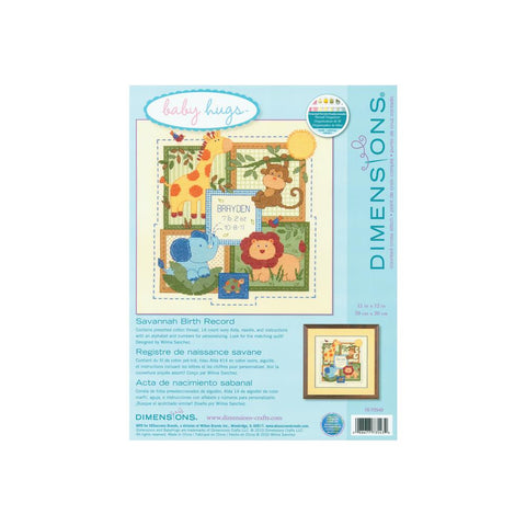 Safari Birth Record Cross Stitch Kit 70-73543