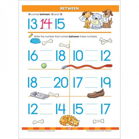 School Zone Big Kindergarten Workbook sample page for math