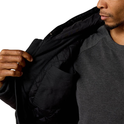 Ariat Men's Rebar Washed DuraCanvas Insulated Work Jacket in Black showing insulation detail
