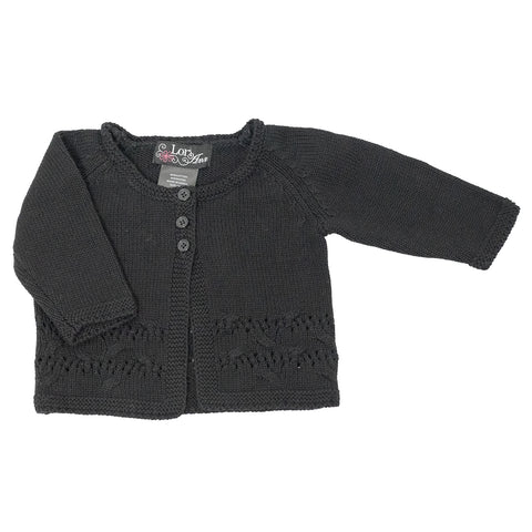 black, Girls' Eyelet Cardigan 1018