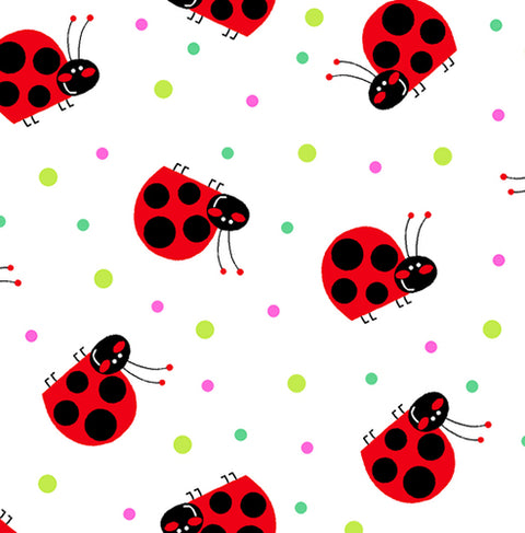 Ladybugs Cotton Flannel Fabric 1019-8