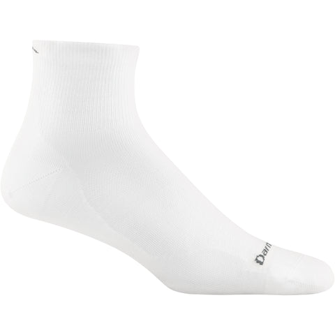 Darn Tough men's Run quarter ultra-lightweight sock in white