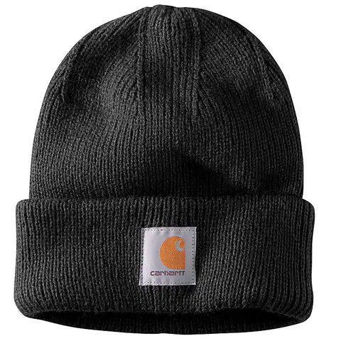 Black Women's Acrylic Rib-Knit Beanie 105560