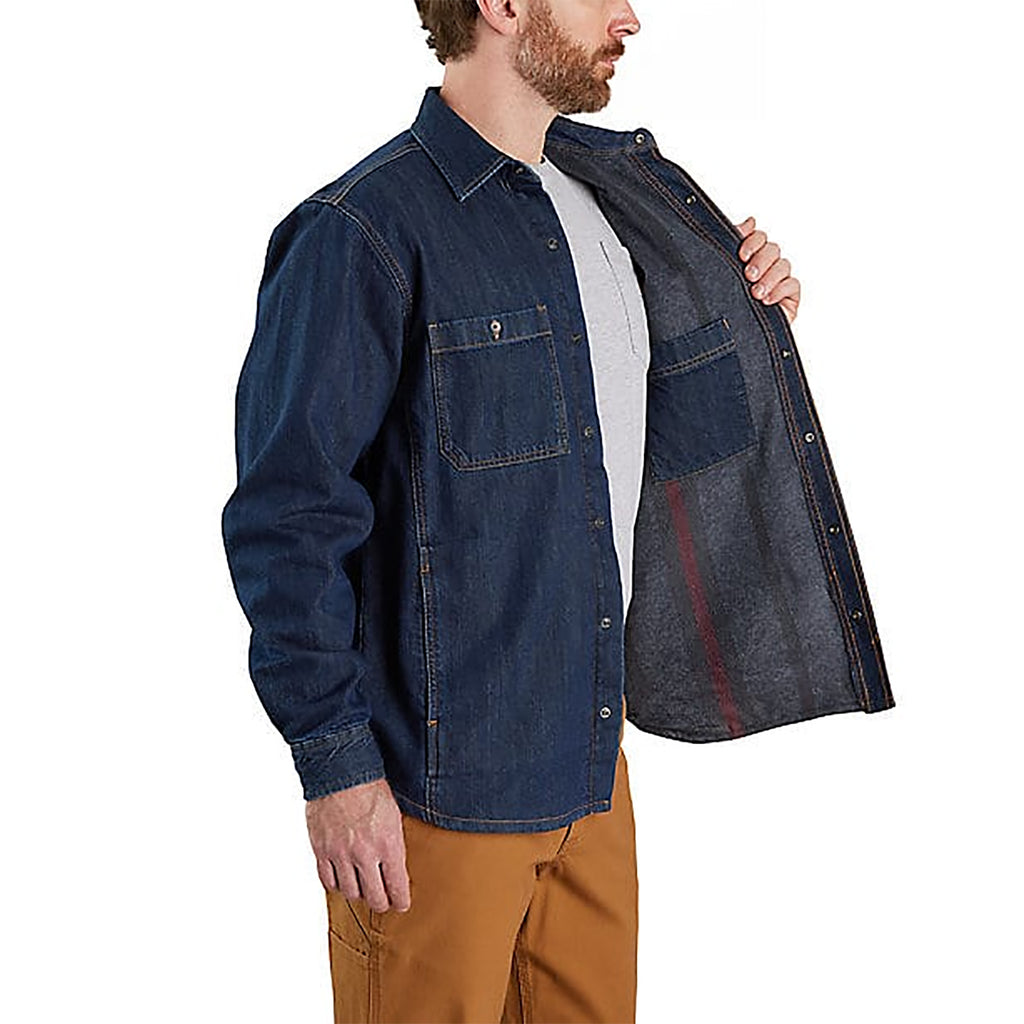 Carhartt Men's Denim Fleece-Lined Snap-Front Shirt Jac 105605