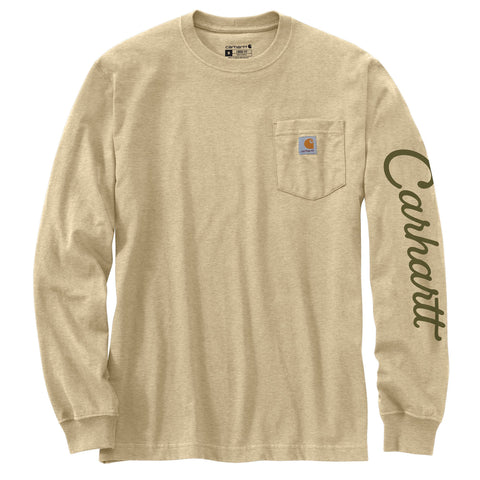Carhartt men's loose fit duck graphic long-sleeve tee shirt showing front