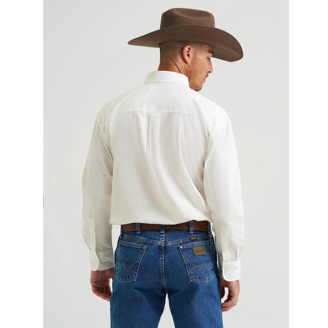 Wrangler George Strait Collection men's vanilla white long-sleeve dress shirt showing back