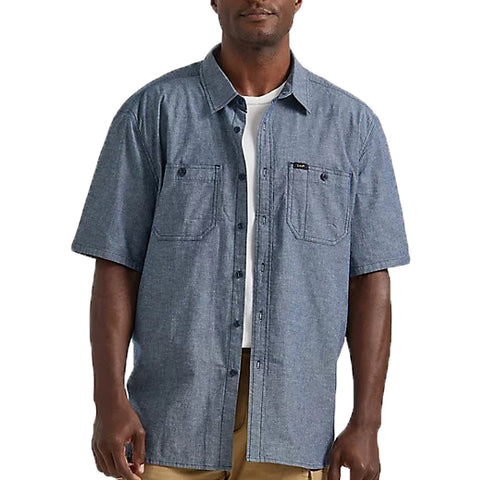 Medium Wash Extreme Motion Short-Sleeve Utility Work Shirt