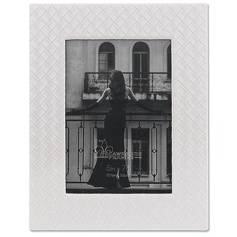 White Leather Weave Design Picture Frame