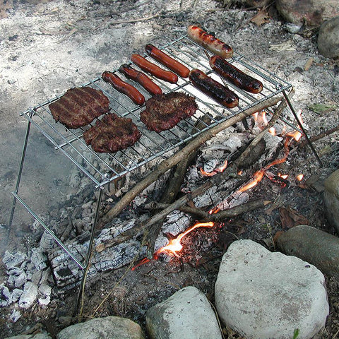Camping Grill Over Fire