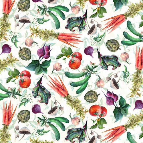 Blank Quilting Fabric Allover Veggie Toss Blissful Bounty Collection Cotton Fabric 1327-01