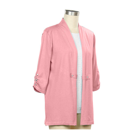 Women's 3/4 Sleeve Open Front Cardigan 1354 pink