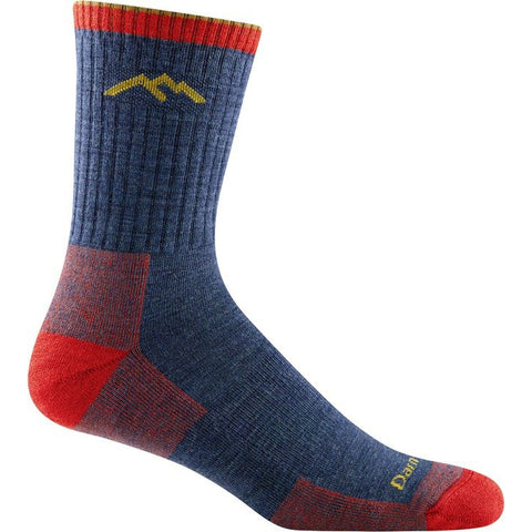 Darn Tough men's micro crew hiker sock in denim and red
