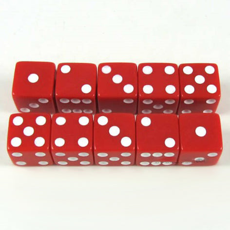 Red, White 10-Pack 16mm Dice