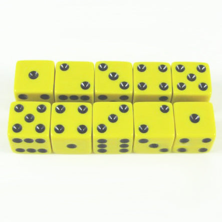 Yellow, Black 10-Pack 16mm Dice