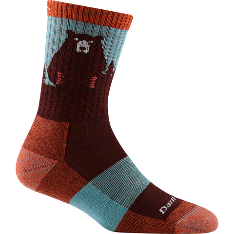 burgundy bear darn tough womens sock