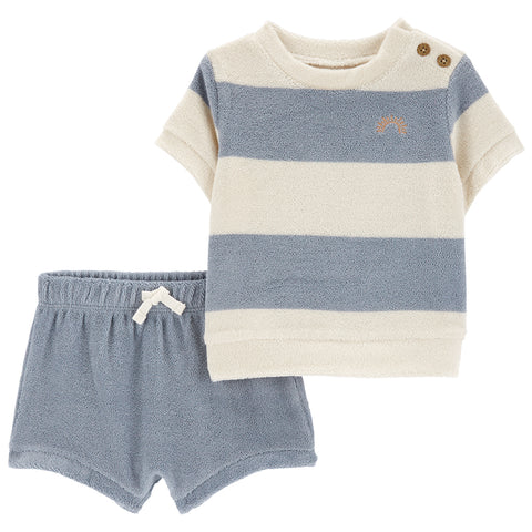 Baby Boys' 2-Piece Striped Terry Tee & Short Set 1Q459310