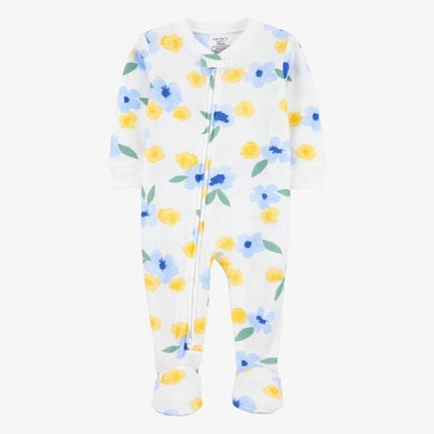 Baby Girl Floral Waffle Knit Footie 1-Piece Pajamas 1S393410-969