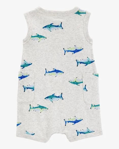 Baby Boy Fish Cotton Blend Romper - Grey 1S475110-020