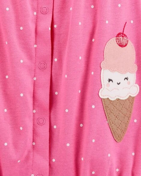 Baby Girl Ice Cream Short-Sleeve Cotton Romper - Pink 1S487110-650