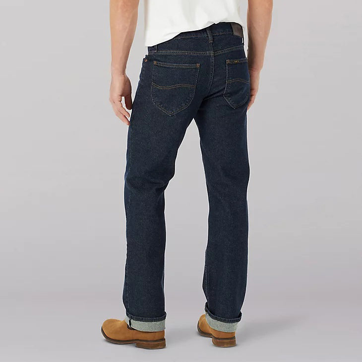 New Lee Relaxed Fit Fleece Lined Straight Leg Jeans Men's Sizes Black Quartz