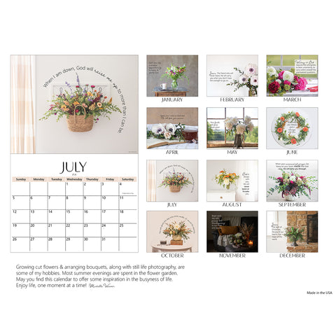 2026 12-Month Floral Wall Calendar back