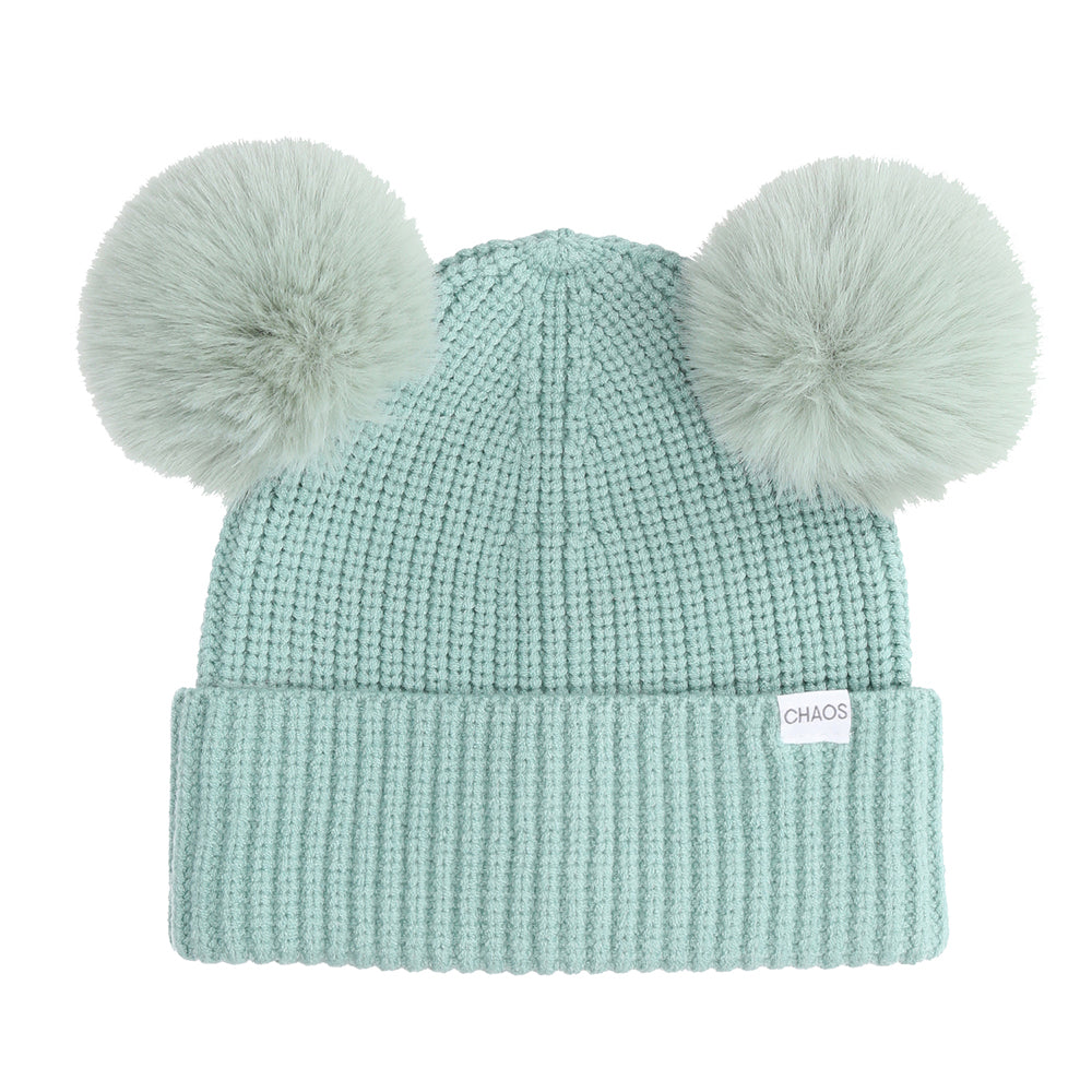 Two Tone Thick Knitted Winter Pom Beanie – 2040USA