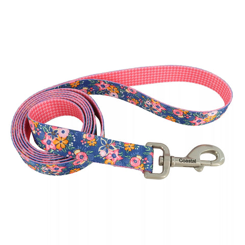 Pink Orange Flowers on Navy Sublime Dog Leash