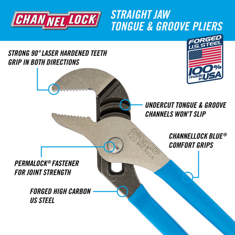 Channellock 6-1/2 & 10 Inch Carbon Steel Tongue and Groove Pliers TG2 2139244