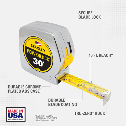 Stanley Tools PowerLock 30 Foot Tape Measure 33-430 21466