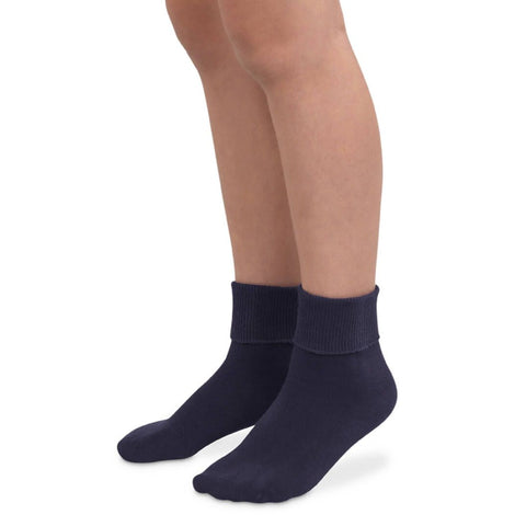 Navy Youth Seamless Turn Cuff Socks 2200