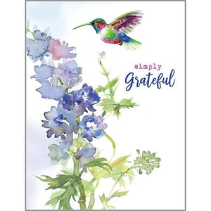 Delphinium and Hummer Blank Thank You Boxed Cards 321-5848