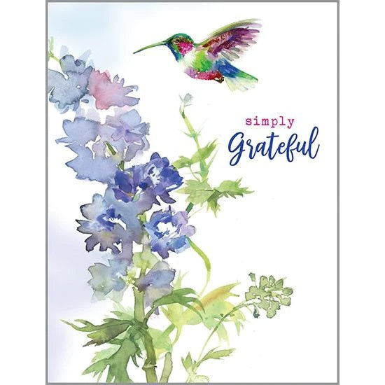 Delphinium and Hummer Blank Thank You Boxed Cards 321-5848