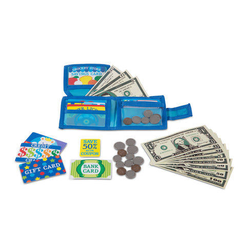 pretend to spend wallet and money