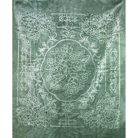 Embossed Sage Green 79" x 95" Plush Queen-sized Blanket BLKT-2414