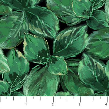 Rhapsody in Blue Collection Leaf Print Cotton Fabric 27072