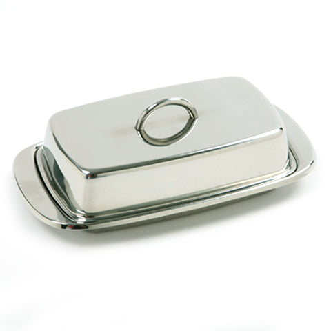 Stainless Steel Double Butter Dish with Lid 282