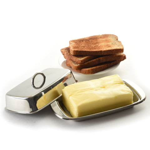 Stainless Steel Double Butter Dish with Lid 282