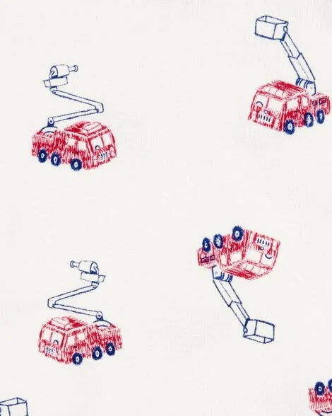 Toddler Boy 4-Piece Fire Truck Cotton Pajamas - White/Red 2S380310-969