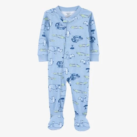 Toddler Boy Safari Print Snug Fit Cotton Footie 1-Piece Pajamas - Blue 2S401110-969