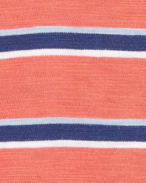 Toddler Striped Cotton Short-Sleeve Henley - Orange 2S803010-800