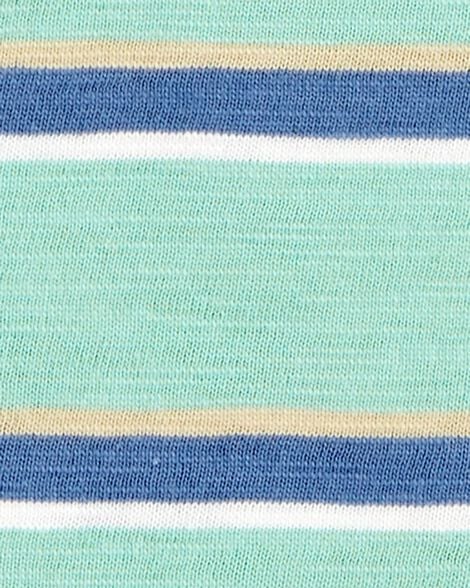 Toddler Striped Cotton Blend Short-Sleeve Henley - Green 2S817910-300