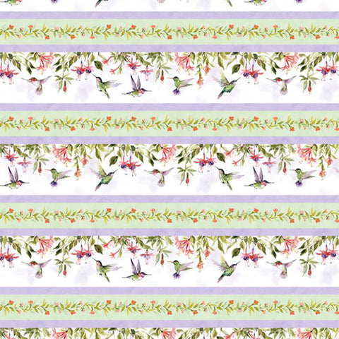 Hummingbird Floral Collection Cotton Fabric Repeating Stripes 3023-39827-176
