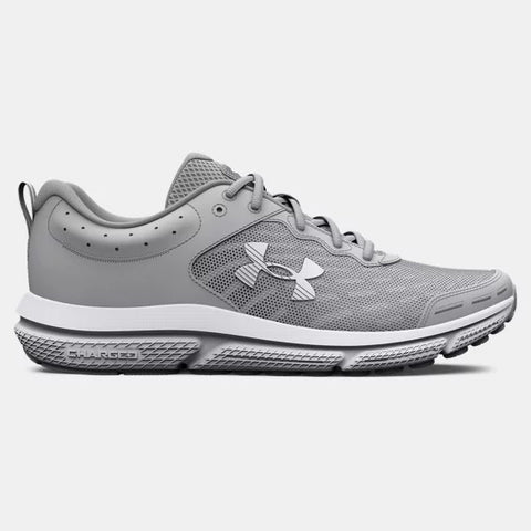 Mod Gray/White Men's UA Charged Assert 10 Wide Running Shoes 3026176-100