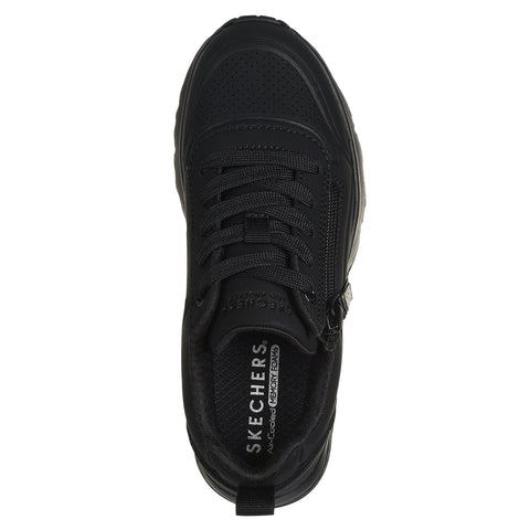 Children's Skechers Uno Lite Easy Zip Sneaker in black top view