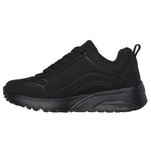 Children's Skechers Uno Lite Easy Zip Sneaker in black showing instep