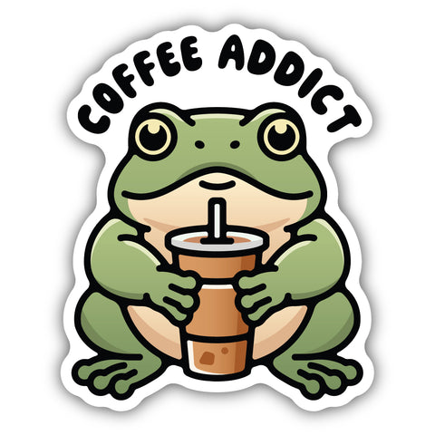 Coffee Addict Frog Sticker 3167-LSTK