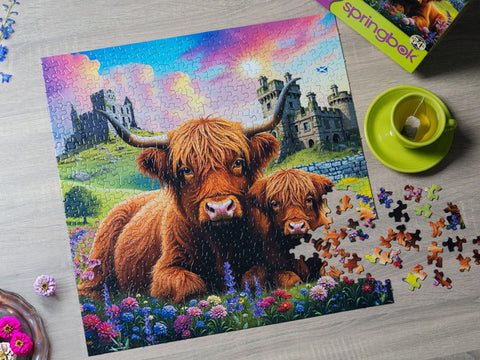 Highland Cows in the Countryside - 500 Piece Jigsaw Puzzle 33-02560