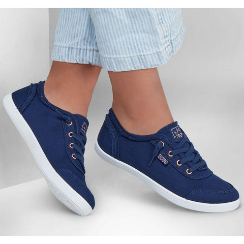 Woman Wearing Navy BOBS B Cute Shoes