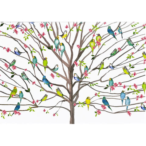 Front of Tree of Budgies Note Card