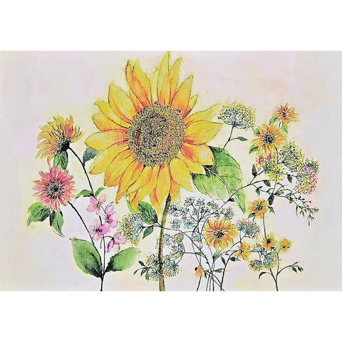 Front of Watercolor Sunflower Note Card